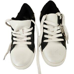 Steve Madden Girls Sneakers Black White with Sparkling Glitter Size 1